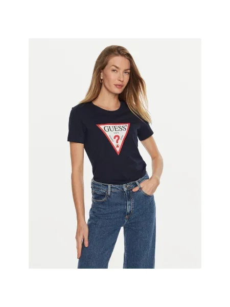 Guess Marškinėliai Tamsiai Regular Fit mėlyna