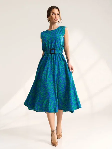 Сукня міді ISSA Plus комбінований верх зелений