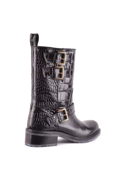 Kozaki Dsquared2 skórzane z nadrukiem biznesowe czarne