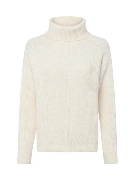 Sweter z dzianiny z golfem niebieski