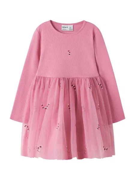 NAME IT Rochie NMFVeross roz eozină / roşu închis alb