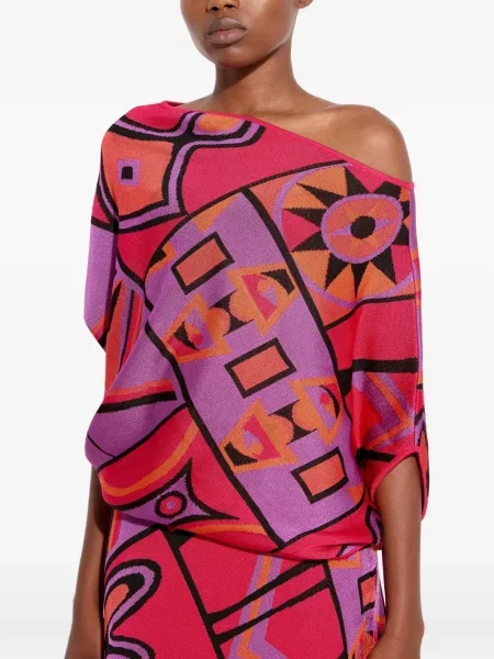 Top Pucci din jacard drapat roz