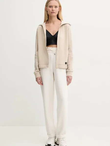 Спортивні штани Armani Exchange прямі висока посадка бежевий