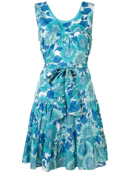 Rochie Bambah cu model floral cu imagine evazată albastru