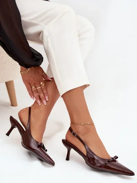 Usnjene salonarji Boto z lokom z visoko peto rjava