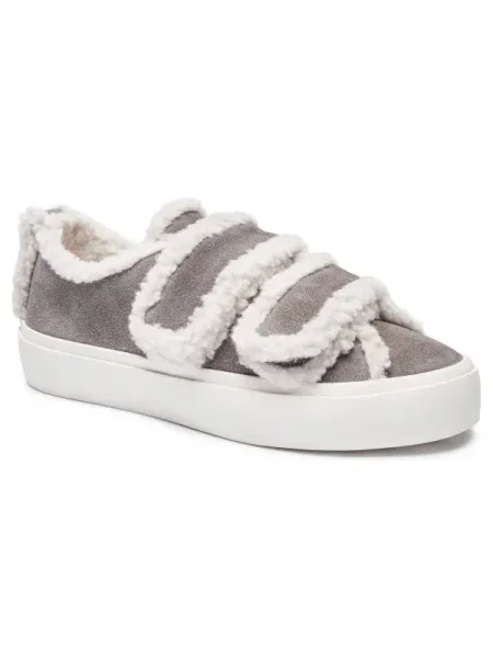INUIKII Bőr sneakers tornacipő Velcro Shearling szürke