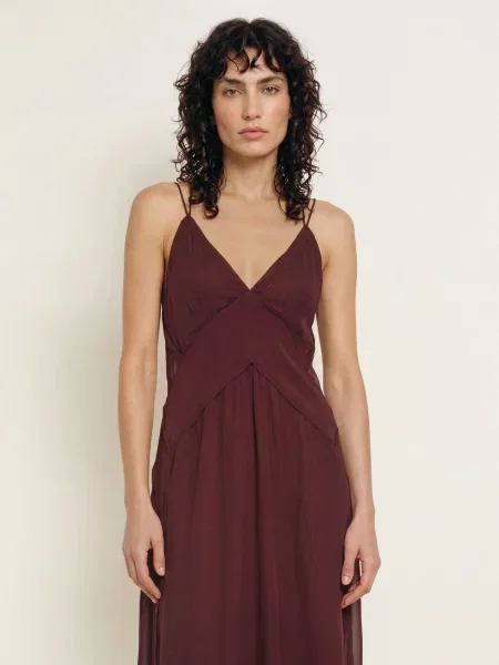 Allsaints Šaty Fawn tmavě červená