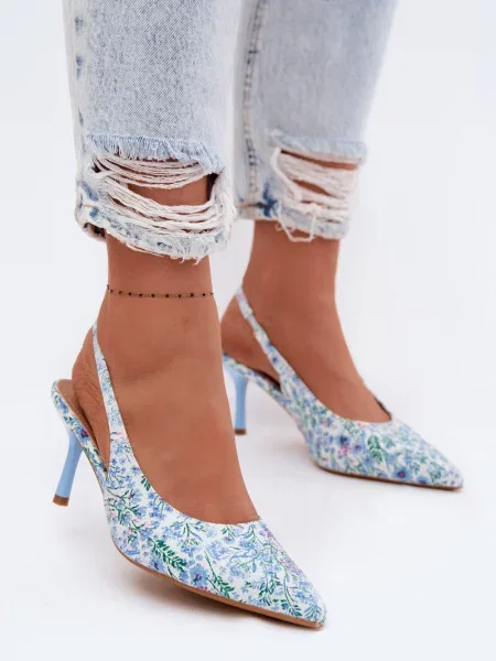 Sandale Boto cu model floral alb