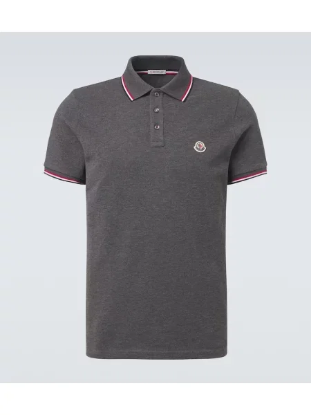 Tricou polo Moncler cu autograf gri
