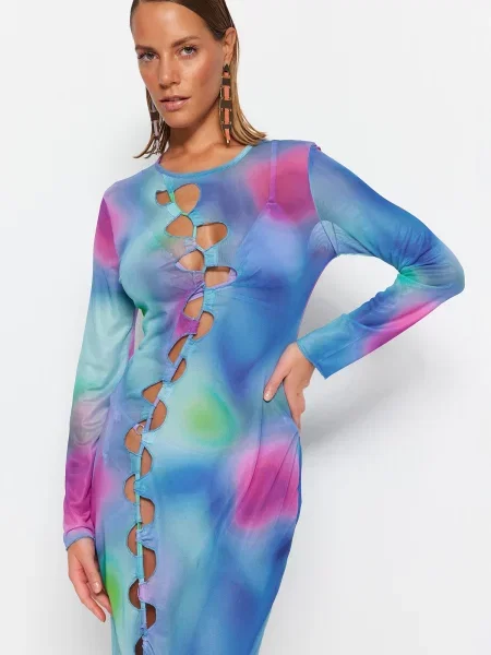 Rochie midi Trendyol cu imagine cu gradient albastru
