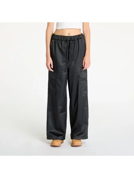 Панталон Rains Cargo Rain Pants Wide W3 с широка каройка с висока талия черно