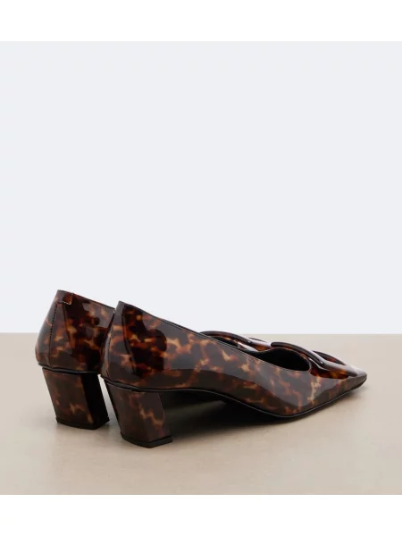 Usnjene lakirane salonarji Roger Vivier s potiskom rjava