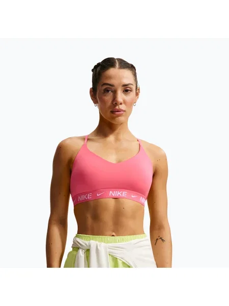 Спортен сутиен Nike Dri-Fit Indy Light Support sea coral/sea coral/white бяло