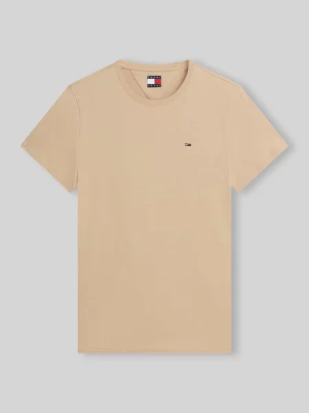 T-shirt o kroju regular fit z czystej bawełny Tommy Jeans beżowa