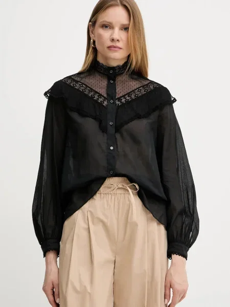 Weekend Max Mara cămașă din cu guler stand-up regular negru