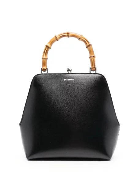 Top Jil Sander din piele negru