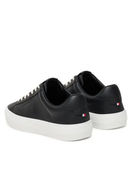 Kožené tenisky Tommy Hilfiger PREMIUM DRESS CUPSOLE LTH čierna