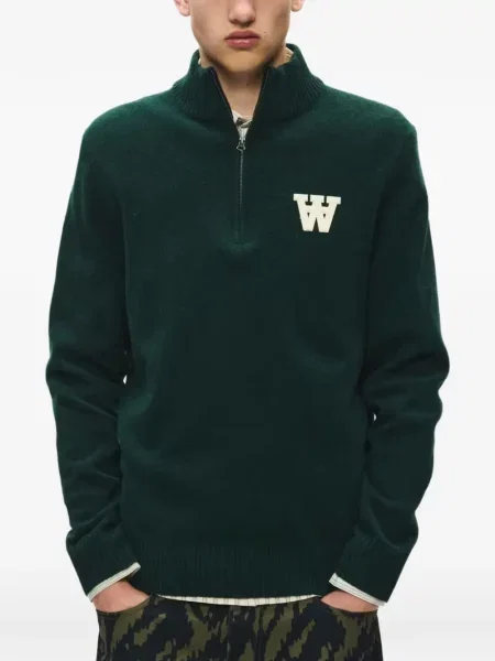 Pulover Wood Wood cu autograf verde