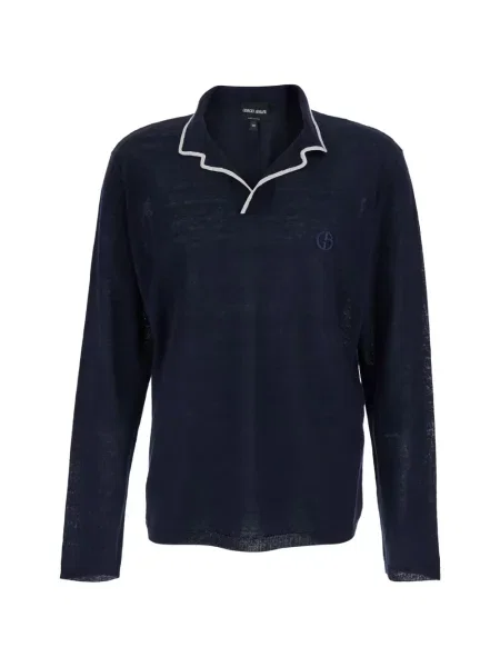Tricou Giorgio Armani cu broderie albastru