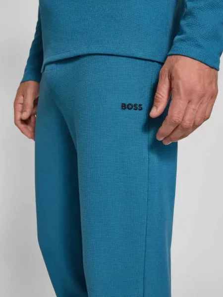 BOSS spodnie dresowe Waffle Pants niebieski