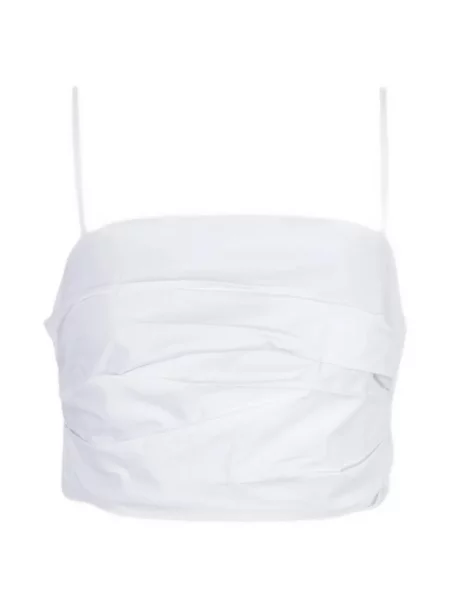 Top Staud cu volane alb
