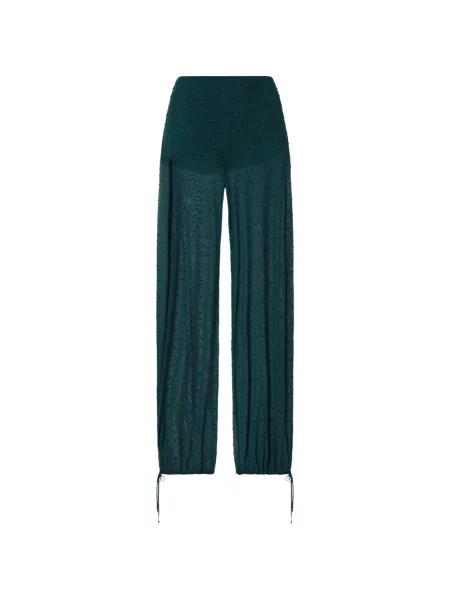 Pantaloni Liu Jo cu broderie din tul verde
