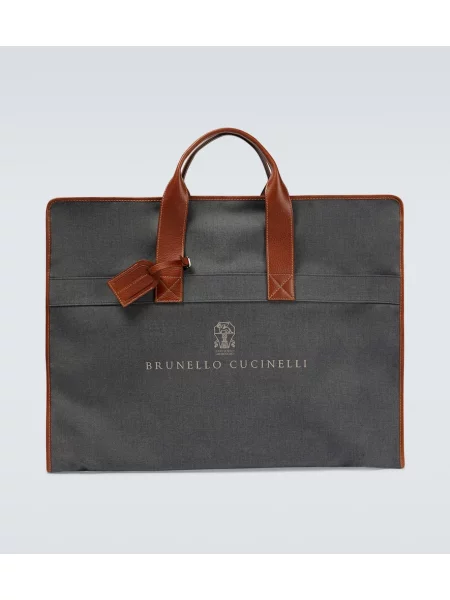 Geantă Brunello Cucinelli din piele gri