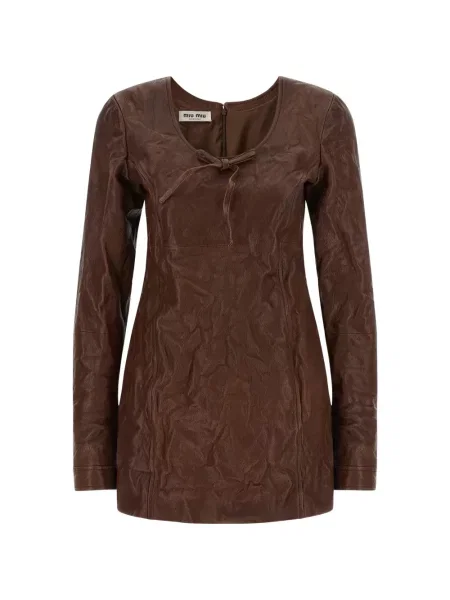 Rochie Miu Miu din piele maro