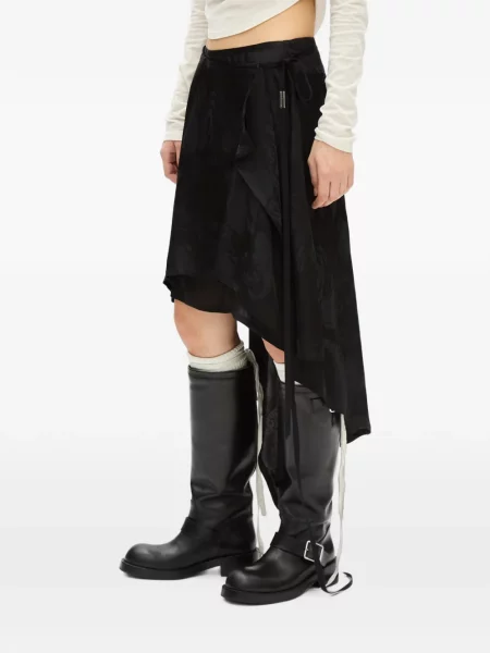 Fustă Ann Demeulemeester cu model paisley din jacard asimetrică negru