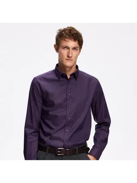 Reserved Elegantní slim fit košile tmavě fialová