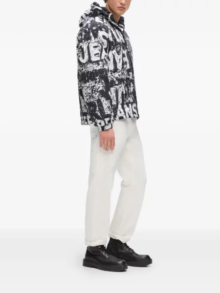 Дънково яке Karl Lagerfeld Jeans с качулка с принт черно