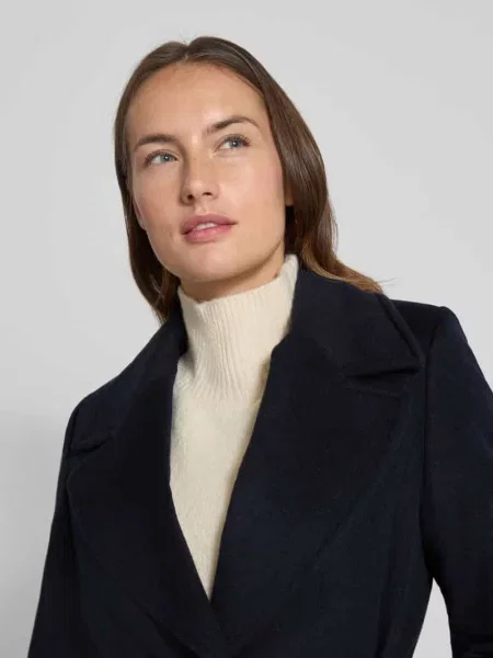 Płaszcz z kołnierzem z połami i wiązanym Lauren Ralph Lauren granatowy