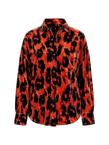 Cămașă R13 cu imagine cu model leopard roșu