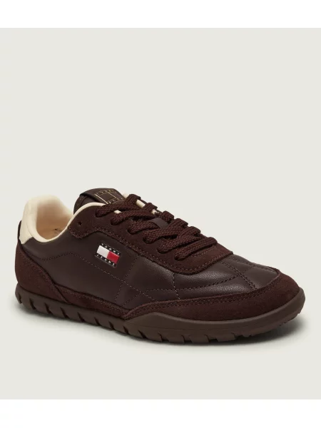 Tommy Jeans Teniși din piele | piele întoarsă maro