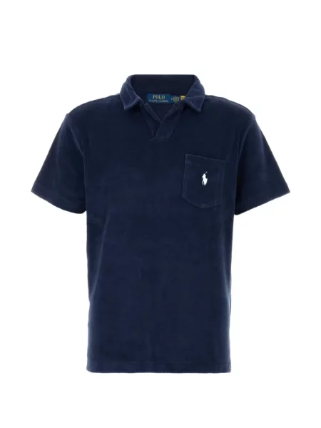 Vlněné polotričko Polo Ralph Lauren s výšivkou s výstřihem do v modré