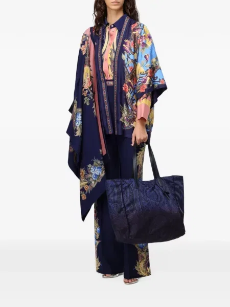 Μεταξωτός μπουφάν Etro με σχέδιο paisley μπλε
