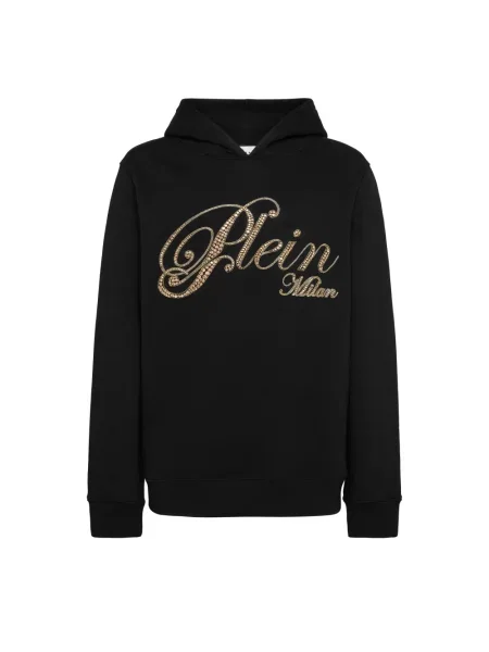 Bluza z kapturem Philipp Plein polarowa z kamieniami czarna