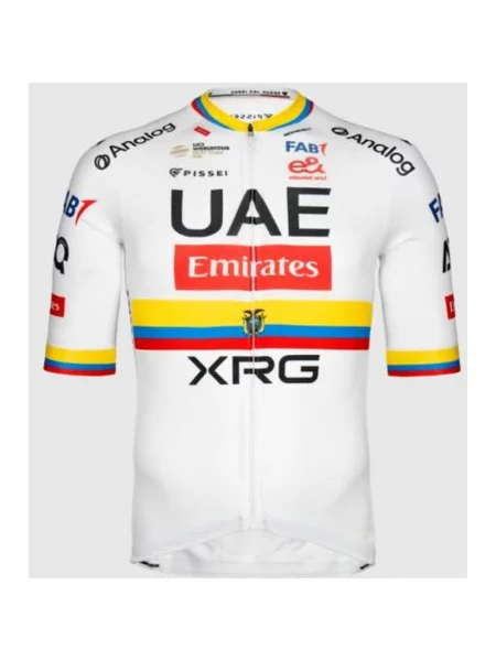 Koszulka rowerowa UAE Team Emirates XRG Replica Ecuador National Champion krótki rękaw żółta S biała