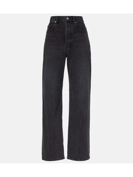 Blugi Saint Laurent cu talie înaltă negru