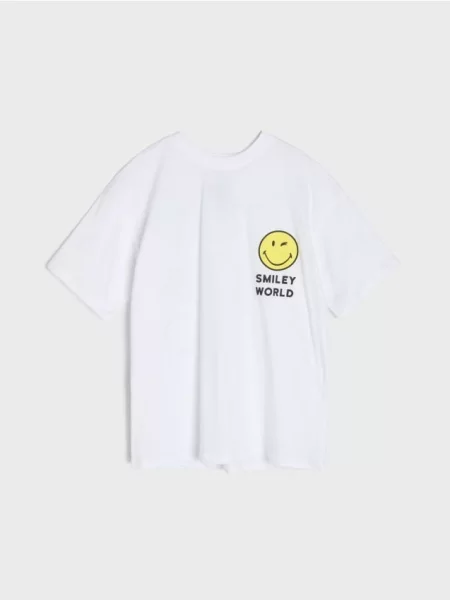 Sinsay tričko s potiskem na zádech SmileyWorld® bílá