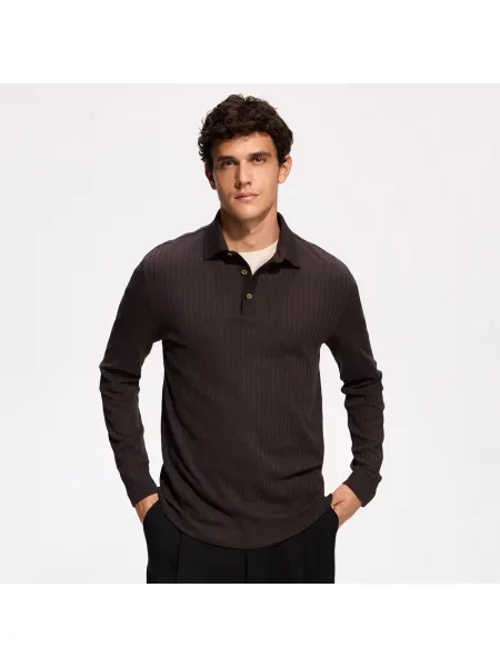 Reserved Polo košile střihu regular tmavě hnědá