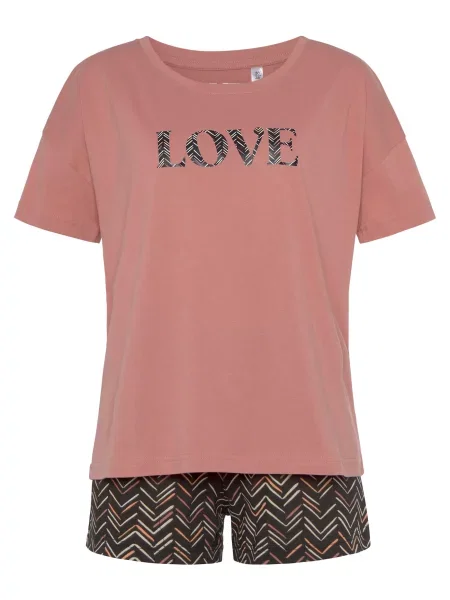 VIVANCE Kratke hlače za spanje Dreams bež / roza / črna bela