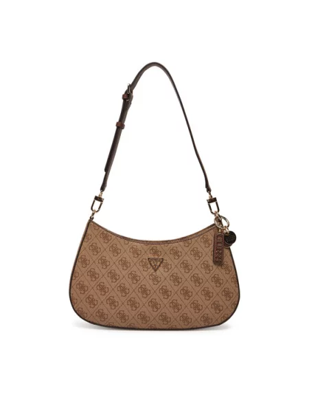 GUESS Τσάντα χειρός NOELLE II TOP ZIP SHOULDER BAG / ανοικτό καφέ