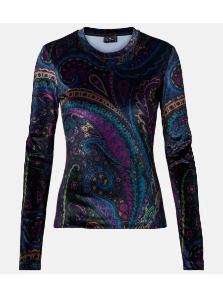 Pulover Etro din jerseu cu model paisley albastru