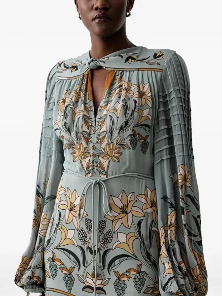 Rochie midi Farm Rio cu model floral cu imagine albastru