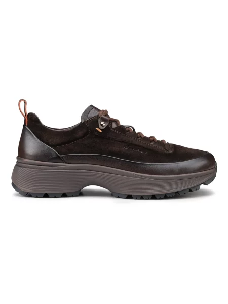 Sneakersy Santoni skórzane brązowe