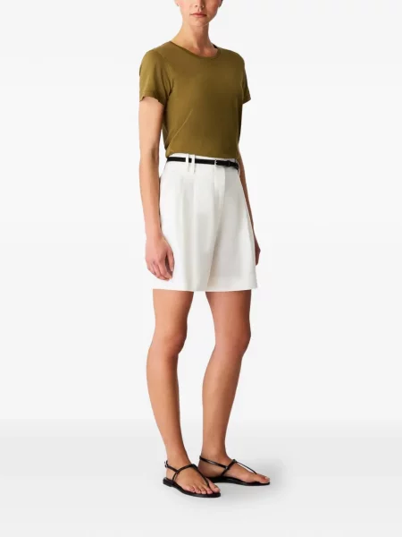 Tricou Another Tomorrow cu decolteu rotund verde