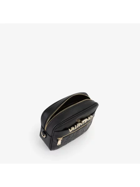 Lniana torebka crossbody Valentino By Mario Valentino czarna