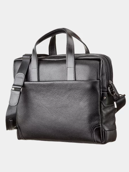 Кожаная сумка для ноутбука Shvigel черная