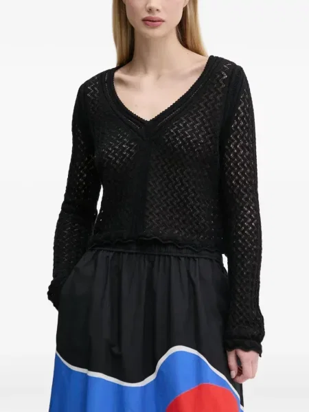 Pulover Desigual cu decolteu în V negru